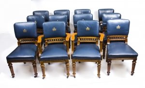 Antique Set of 12 Scottish oak Leather Upholstered Dining Chairs  Circa 1870 | Ref. no. 06076a | Regent Antiques