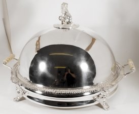 Large Victorian Silver Plate Serving Warming Dish & Lid | Ref. no. 06101 | Regent Antiques