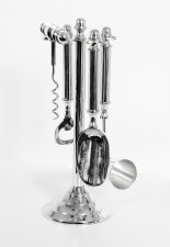 Vintage Silver Plated Bar Accessory Set Corkscrew Opener 20th C