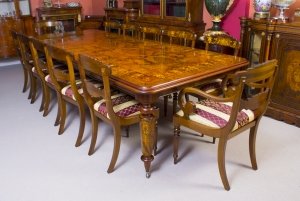 10 Ft Victorian Style Marquetry Dining Table & 12 Chairs | Ref. no. 06199a | Regent Antiques