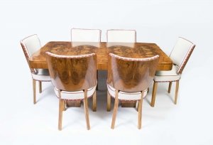 Antique Art Deco Walnut Dining Table & 6 Chairs c.1920 | Ref. no. 06326 | Regent Antiques