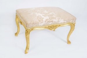 Beautiful Louis XV Style French Gilded Duet Stool | Ref. no. 06358 | Regent Antiques