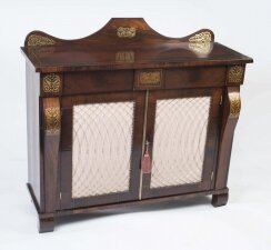 Antique Regency Brass Inlaid Cabinet Chiffonier 