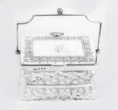 Antique Victorian Silver & Crystal Biscuit Box 1893 | Ref. no. 06404 | Regent Antiques