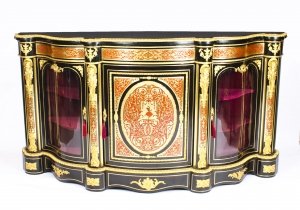 Antique Ormolu Mounted Serpentine Boulle Tortoiseshell Credenza 19th C