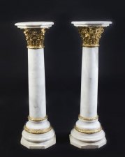 Pair 4ft White Marble and Ormolu Mounted Pedestals | Ref. no. 06491 | Regent Antiques