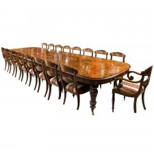 Huge Bespoke Handmade Marquetry Walnut Extending Dining Table 18 Chairs