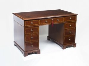 Antique Victorian Inlaid Mahogany Pedestal Desk c.1860 | Ref. no. 06611 | Regent Antiques