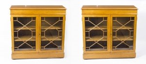 Vintage Pair Sheraton Style Oak Bookcases Cabinets | Ref. no. 06688 | Regent Antiques