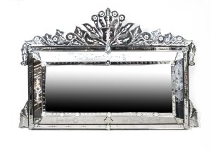 Vintage Large Venetian Overmantle Mirror 97 x 142 cm | Ref. no. 06694 | Regent Antiques