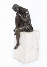 Charming Art Deco Bronze Young Lady in Thoughtful Pose | Ref. no. 06731 | Regent Antiques