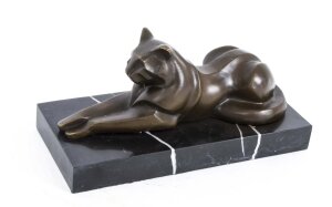 Stunning Art Deco Modernist Bronze Cat Sculpture | Ref. no. 06733 | Regent Antiques