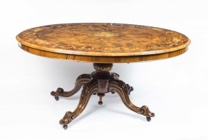 Antique Burr Walnut Marquetry Oval Loo Table c.1860 | Ref. no. 06747 | Regent Antiques