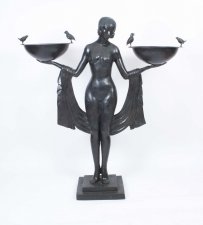 Art Deco Bronze Sculpture of a Young Woman Holding a Jardiniere | Ref. no. 06754 | Regent Antiques