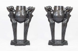 Pair Art Deco Bronze Biba Jardinieres The Water Carriers | Ref. no. 06755a | Regent Antiques