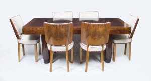 Antique Art Deco Walnut Rosewood Dining Table 6 Chairs | Ref. no. 06769a | Regent Antiques