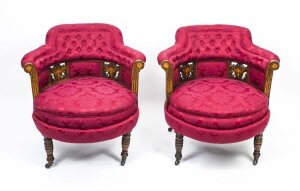 Pair Antique Rosewood Inlaid Tub Arm Chairs c1880 | Ref. no. 06834 | Regent Antiques