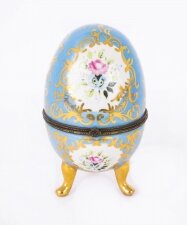 Vintage Dresden Revival Hand Painted Bleu Celeste Porcelain Egg 20th C | Ref. no. 06911 | Regent Antiques