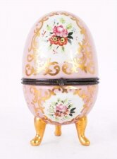 Vintage Dresden Hand Painted Rose Pink Porcelain Egg
