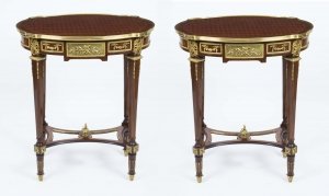 Stunning Pair Empire Walnut Parquetry Occasional Tables | Ref. no. 06914 | Regent Antiques