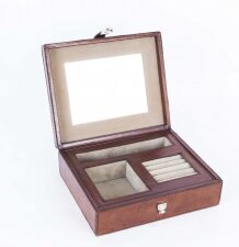 English Hand Made Leather Jewellery Box