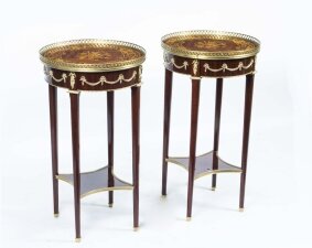 Pair Sheraton Style Burr Walnut Marquetry Side Tables | Ref. no. 06944 | Regent Antiques
