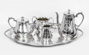 Antique English Victorian Silver 4 x Teaset with silver  tray | Ref. no. 06957a | Regent Antiques