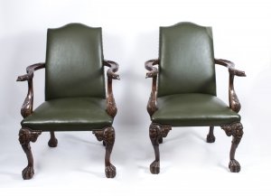 Stunning Pair Eagles Leather Library Chairs Armchairs 20thC | Ref. no. 07000 | Regent Antiques
