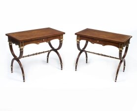 Pair Empire Style Mahogany Side Tables with a Drawer | Ref. no. 07025 | Regent Antiques