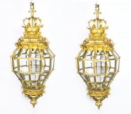 Pair Versailles Massive Bronze Diamond Baluster  Lanterns | Ref. no. 07079a | Regent Antiques