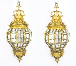 Pair Versailles Massive Bronze Diamond Baluster  Lanterns | Ref. no. 07079a | Regent Antiques