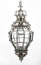 Vintage Silvered Bronze Versailles Diamond Baluster Lantern 20th C