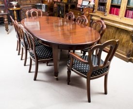 Antique 8ft Edwardian Dining Table 8 Chairs c.1900 | Ref. no. 07099b | Regent Antiques