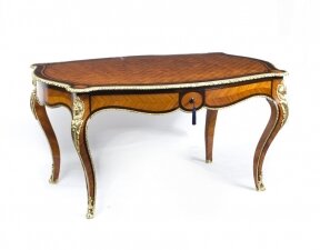 Antique French Bureau Plat Parquetry Writing Table 