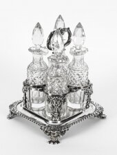 Antique English Regency Sterling Silver Four Bottle Cruet Paul Storr 1820 19th C Antique English Regency Sterling Silver Four Bottle Cruet Paul Storr 1820 19th C