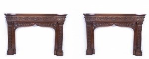 Pair Neo Gothic Carved Mahogany Chimney Pieces Fire Place Surrounds | Ref. no. 07187 | Regent Antiques