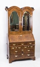 Antique Queen Anne Double Dome Burr Walnut Bureau Bookcase C1720