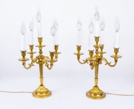 Antique Pair Bronze Table Candelabra Lamps c.1930 | Ref. no. 07410 | Regent Antiques