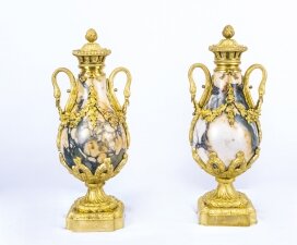 Antique Pair Louis XV French Carrara Marble Urns c.1870 | Ref. no. 07513 | Regent Antiques