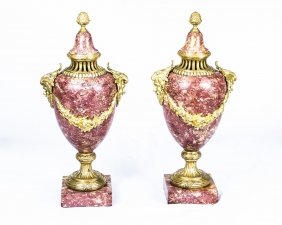 Antique Pair French Rouge Marble Urns Louis XV c.1860 | Ref. no. 07514 | Regent Antiques