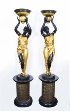 Pair Huge Gilded Bronze Jardinieres on Marble Bases | Ref. no. 07537 | Regent Antiques