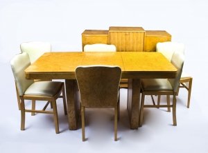 Antique Art Deco Dining Table & Chair Set with Art Deco Cocktail Cabinet | Art Deco Dry Bar Set | Ref. no. 07626 | Regent Antiques