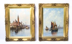 Antique Pair Oil Paintings Venice Jan van Couver 19th C | Ref. no. 07628 | Regent Antiques