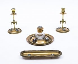 Antique Brass & Pietra Dura Mounted  Desk Set c1870 | Ref. no. 07646 | Regent Antiques