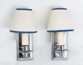 Pair Mid-20th Century Chrome Modernist Wall Lights Sconces French | Ref. no. 07649x | Regent Antiques