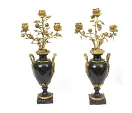 Antique Pair Ormolu Verde Antico Marble Candelabra|Gilded ormolu and marble candelabra | Ref. no. 07669 | Regent Antiques