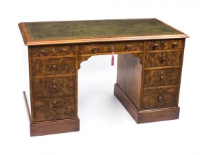 Antique Burr Walnut Pedestal Desk by Gillow & Co  c.1880 | Ref. no. 07677 | Regent Antiques