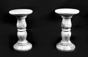 Vintage Pair Medium White Marble Tuscan Columns Pedestals | Ref. no. 07685 | Regent Antiques