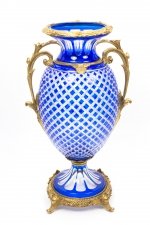 Beautiful  Blue Cut Crystal Glass & Ormolu Mounted Vase | Ref. no. 07707a | Regent Antiques