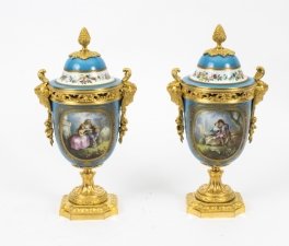 Antique Pair French Bleu Celeste Ormolu Mounted Sevres Lidded vases C1880 | Ref. no. 07774 | Regent Antiques